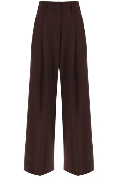 Shop Golden Goose Flavia Wide Leg Pants In Chicory Coffee (brown)