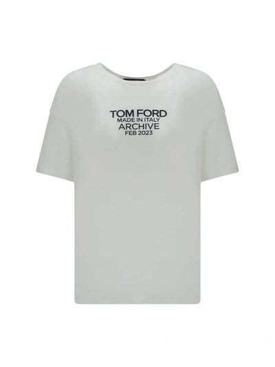 Shop Tom Ford T-shirt In Chalk/black