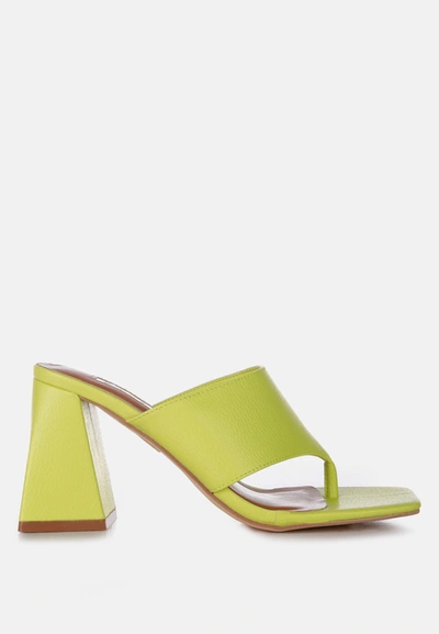 London Rag Muse Me Block Heel Slip On Thong Sandals In Green
