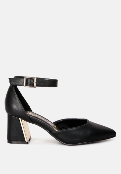 Shop London Rag Myla Faux Leather Metallic Sling Heeled Sandals In Black
