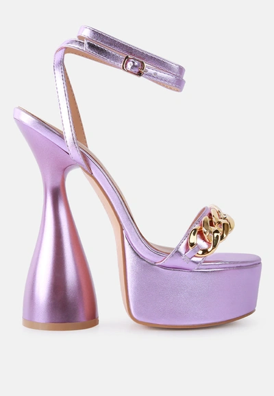 Shop London Rag Big Bash Metallic High Platform Chunky Sandals In Purple