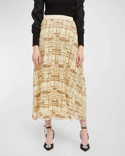 Shop En Saison Sequin Midi Skirt In Gold