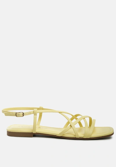 Shop London Rag Petal Molly Cuddles Cross Strap Detail Flat Sandals In Yellow