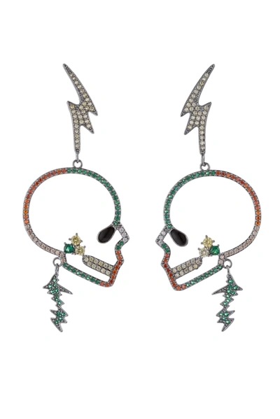 Eye Candy La Women's The Luxe Skull Lightning Crystal Drop Earrings In Multi