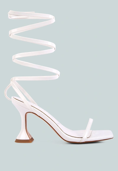 Shop London Rag Lewk Strappy Tie Up Spool Heel Sandals In White
