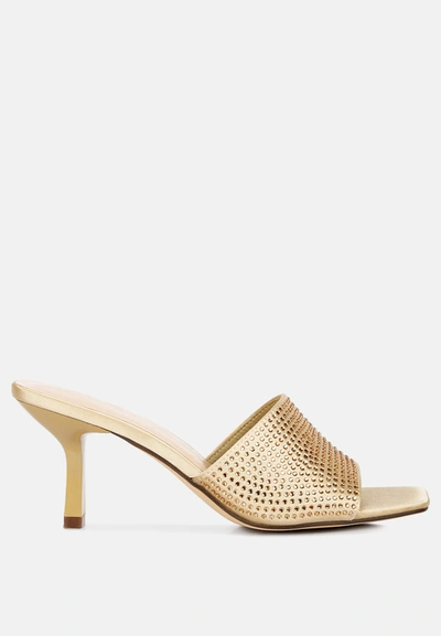 London Rag Beatrice Heat Set Mid Heel Sandals In Gold