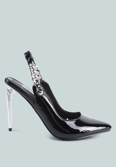 London Rag Coveted High Heeled Sling Back Sandal In Black