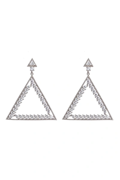 Eye Candy La Leah Cz Crystal Triangle Earring In Silver