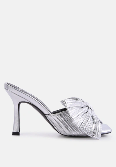 Shop London Rag Wonderbuz High Heeled Bow Slider Sandals In Silver