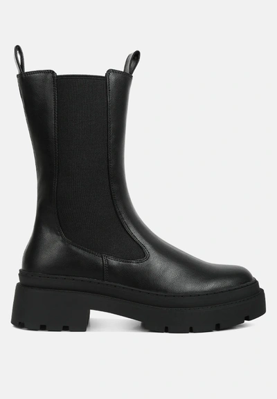 Shop London Rag Jolt Elasticated Gussets Lug Sole Boots In Black