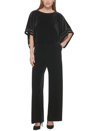 Shop Jessica Howard Womens Velvet Drapey Jumpsuit In Black