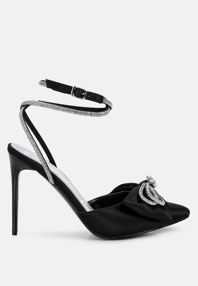 Shop London Rag Winged High Heel Rhinestone Embellished Sandals In Black