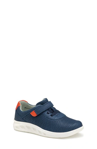 Shop Johnston & Murphy Kid's Activate U-throat Hook & Loop Sneaker In Navy Full Grain