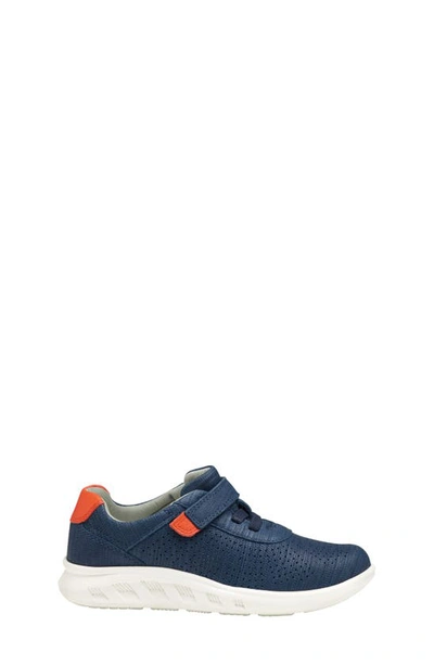 Shop Johnston & Murphy Kid's Activate U-throat Hook & Loop Sneaker In Navy Full Grain