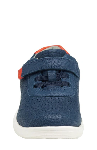 Shop Johnston & Murphy Kid's Activate U-throat Hook & Loop Sneaker In Navy Full Grain