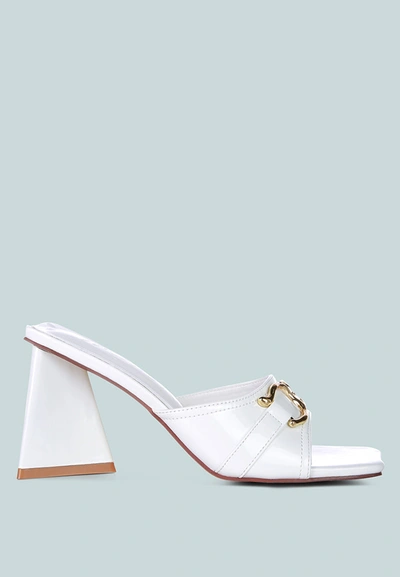 London Rag Salisbury Metal Buckle Detail Slider Sandals In White