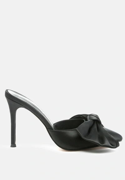 London Rag Sidonie High Heel Bow Tie Mules In Black