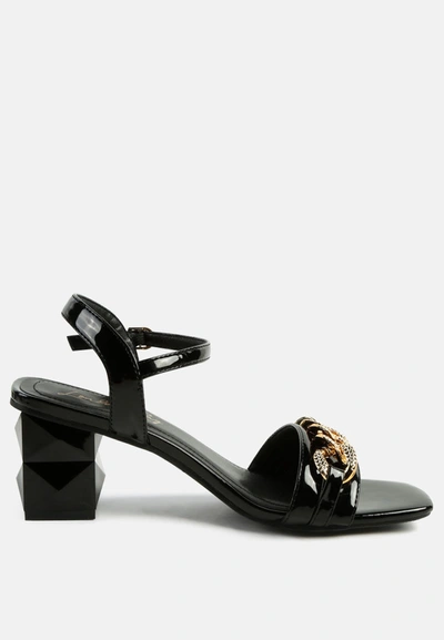 Shop London Rag Illusion Geometric Cut Diamante Chain Sandals In Black
