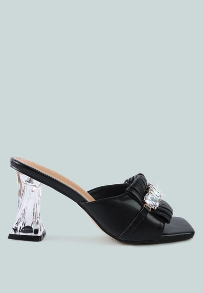 London Rag Fantasy Clear Heel Jewel Sandal In Black