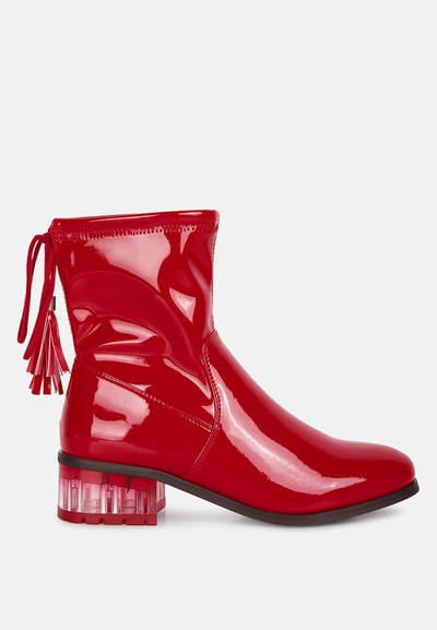 Shop London Rag Cheer Leader Tassels Detail Ankle Boots In Red