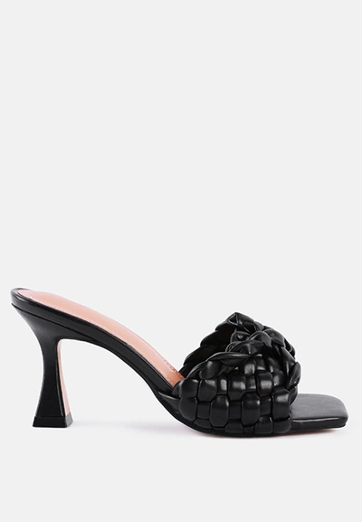 Shop London Rag Celie Woven Strap Mid Heel Sandals In Black