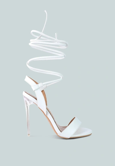Shop London Rag Sheeny Clear Stiletto Lace Up Sandals In White