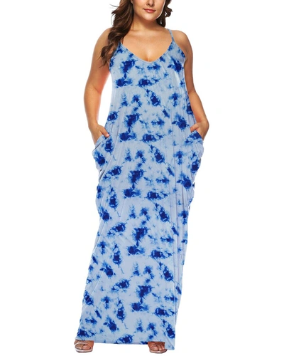 Shop Nino Balcutti Sleeveless Silk Maxi Dress In Blue