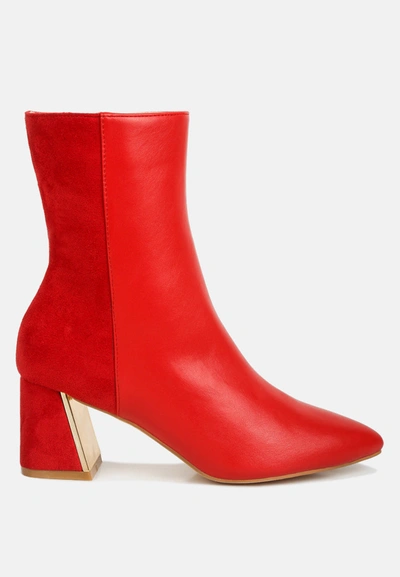 London Rag Desire Suede Back Panel High Ankle Boots In Red