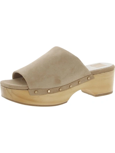Shop Dolce Vita Dorado Womens Suede Studded Wedge Sandals In Brown