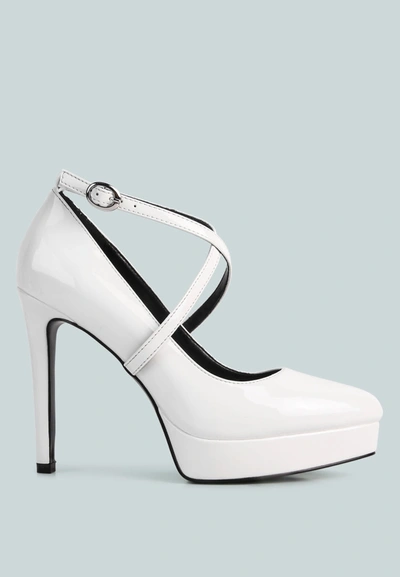 Shop London Rag Pixie Dust High Heel Cross Strapped Stiletto Sandals In White