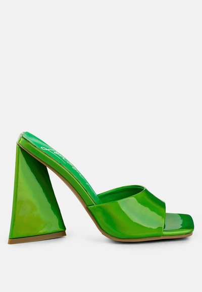 London Rag Lovebug Triangular Block Heel Sandals In Green