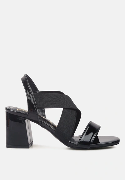 Shop London Rag Elastic Straps Block Heel Sandals In Black