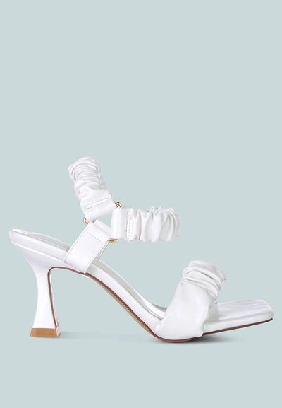 Shop London Rag Merker Ruched Spool Heel Casual Sandals In White