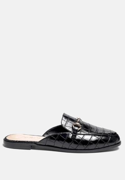 Shop London Rag Begonia Buckled Faux Leather Croc Mules In Black