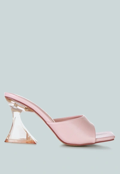 London Rag Sweet16 Clear Spool Heel Sandals In Pink