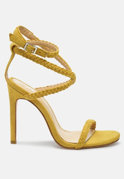 Shop London Rag Sherri Suede Stiletto Sling-back Sandals In Yellow