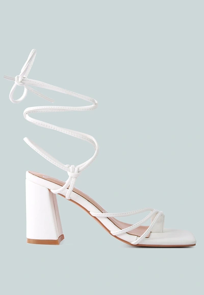 Shop London Rag Piri Toe Ring Tie Up Block Sandals In White