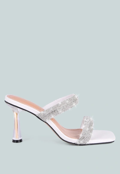 Shop London Rag Dolls Rhinestone Embellished Slider Sandals In White