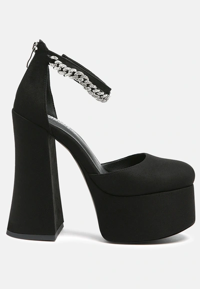 Shop London Rag Lucky Me Block Platform Sandal With Metal Chain In Black