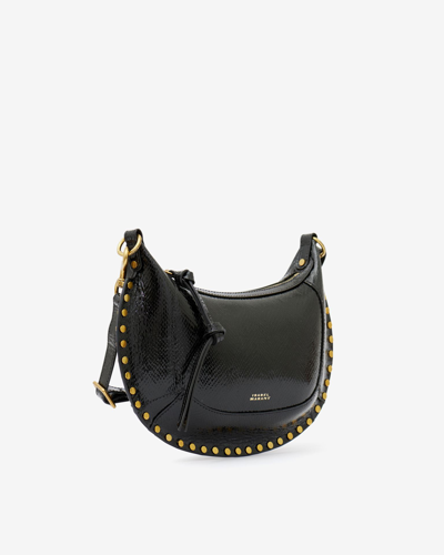Shop Isabel Marant Oskan Moon Leather Shoulder Bag In Black