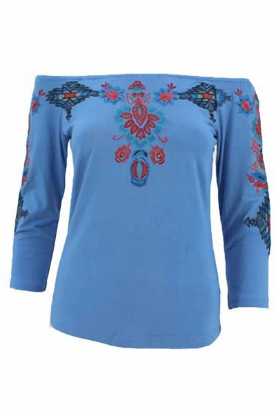 Shop Vintage Collection Women's Sunrise Saltillo Knit Top In Blue