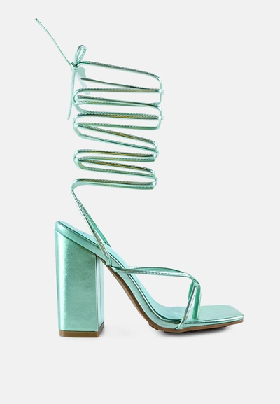Shop London Rag Shewolf Lace Up High Heel Sandals In Green
