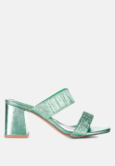 London Rag Addie Block Heel Slip On Sandals In Green