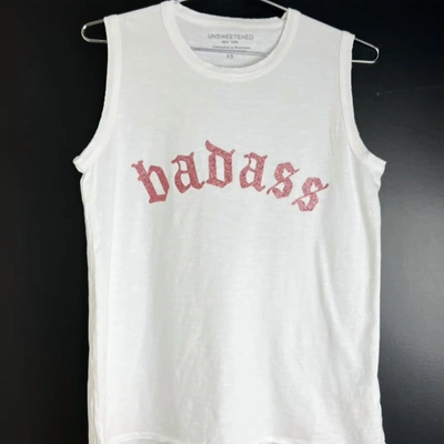 Unsweetened 'badass' Muscle Tank In White/pink In Multi