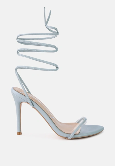 London Rag Sphynx High Heel Lace Up Sandals In Blue