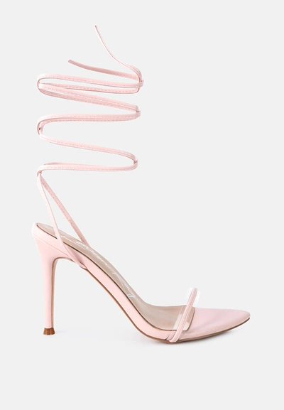 Shop London Rag Sphynx High Heel Lace Up Sandals In Pink