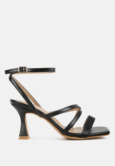 London Rag Serling Croc Spool Heel Sandals In Black