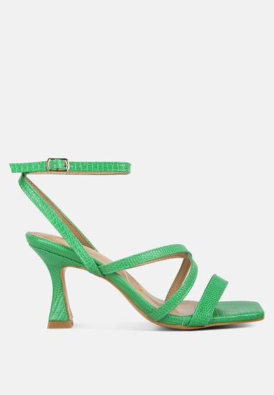 London Rag Serling Croc Spool Heel Sandals In Green