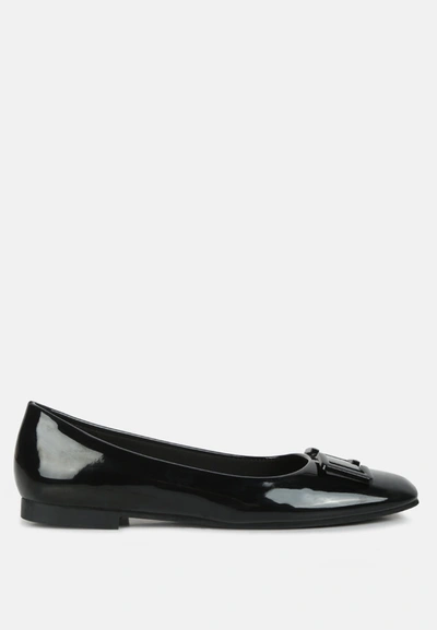 Shop London Rag Nek Embellished Flat Ballerinas In Black