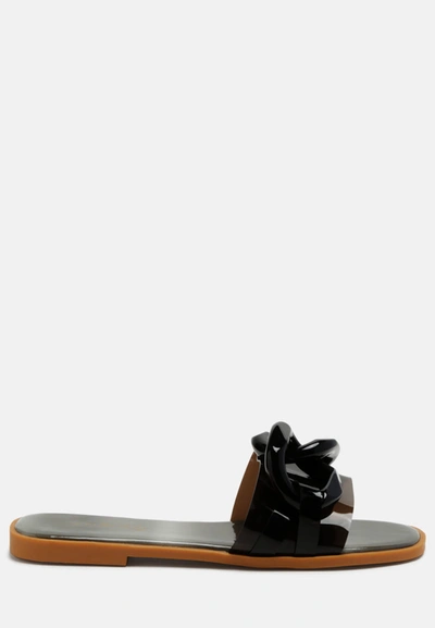 London Rag Caroons Clear Slide Flats In Black
